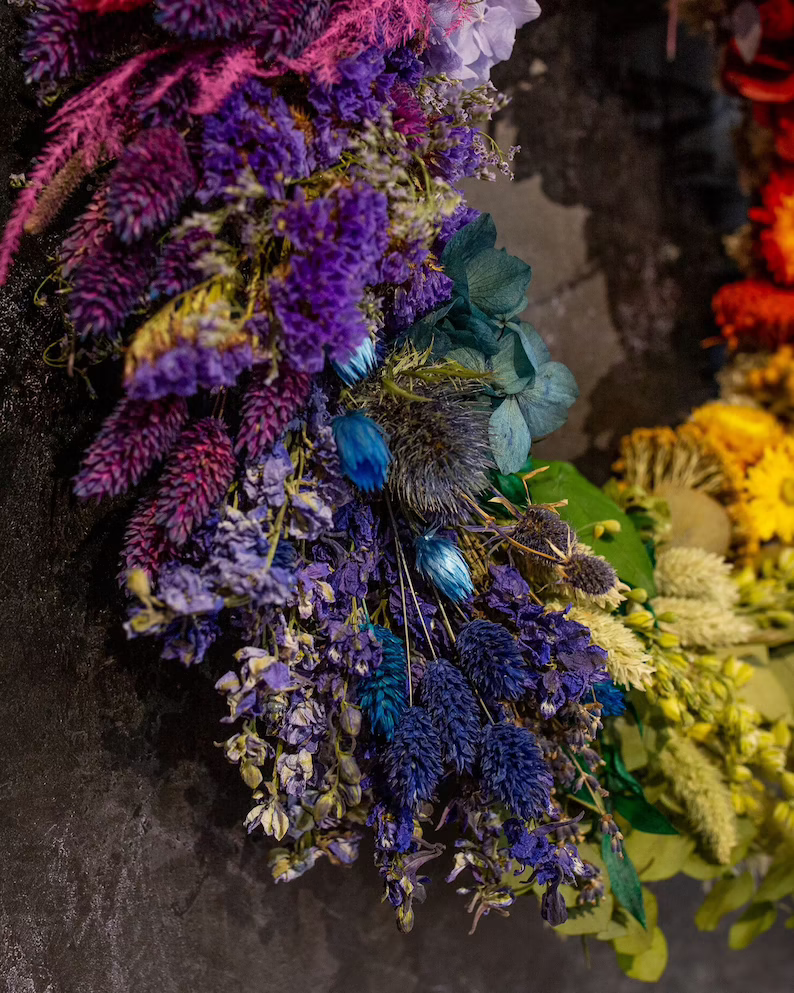 Rainbow Dried Flower Wreath