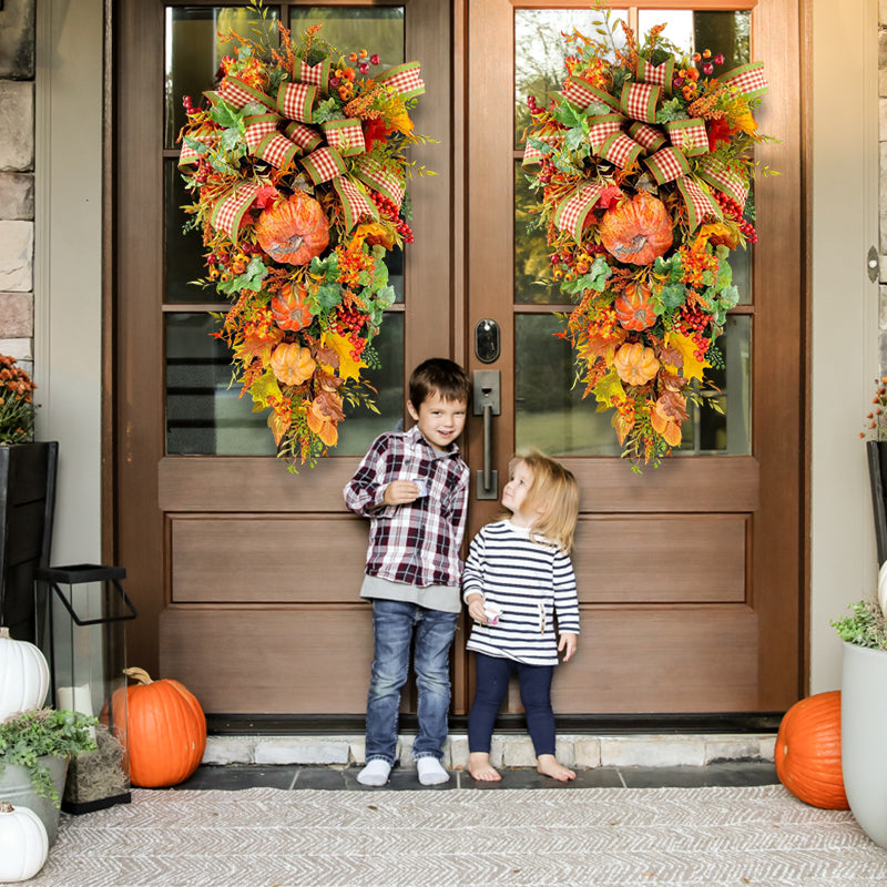 Large Fall Pumpkin Wreath-Year Round Wreath