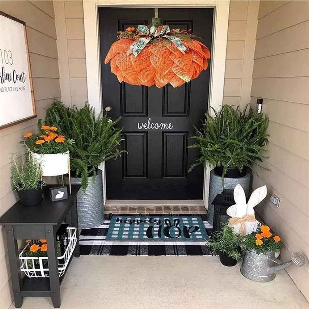 🍁 Farmhouse Pumpkin Wreath For Front Door