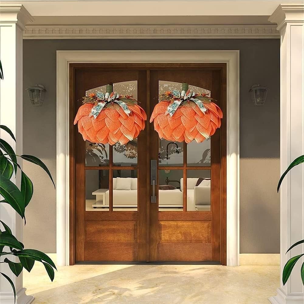 🍁 Farmhouse Pumpkin Wreath For Front Door