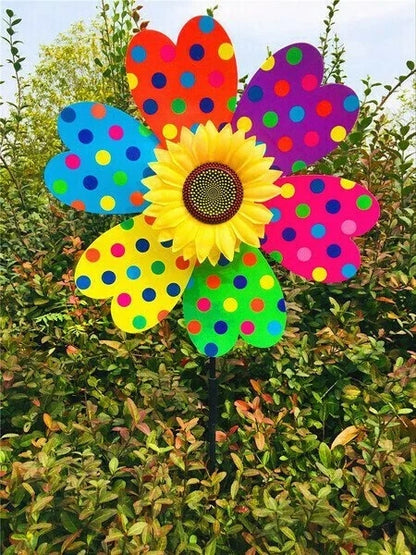 Sunflower windmill-for Decoration Outside Yard Garden Lawn
