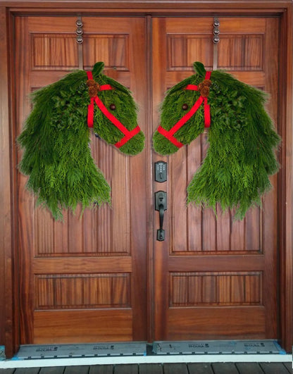 Farmhouse Double Horse Head Christmas Wreath