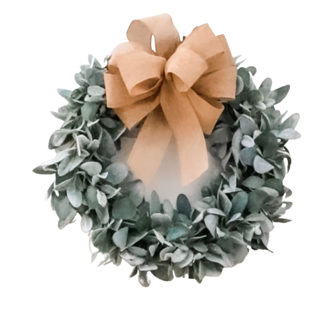 Lambs Ear Farmhouse Wreath with Bow