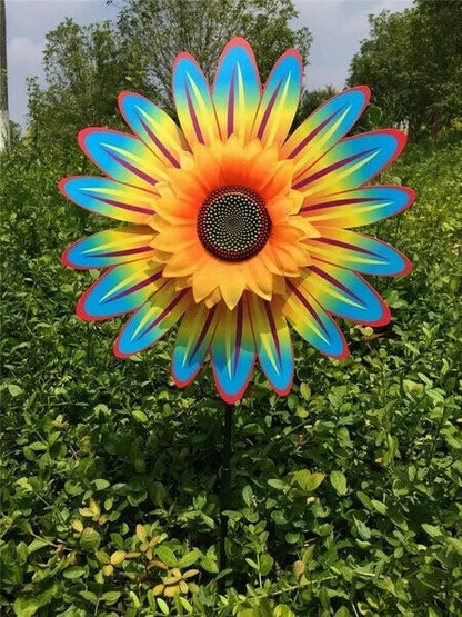 Sunflower windmill-for Decoration Outside Yard Garden Lawn