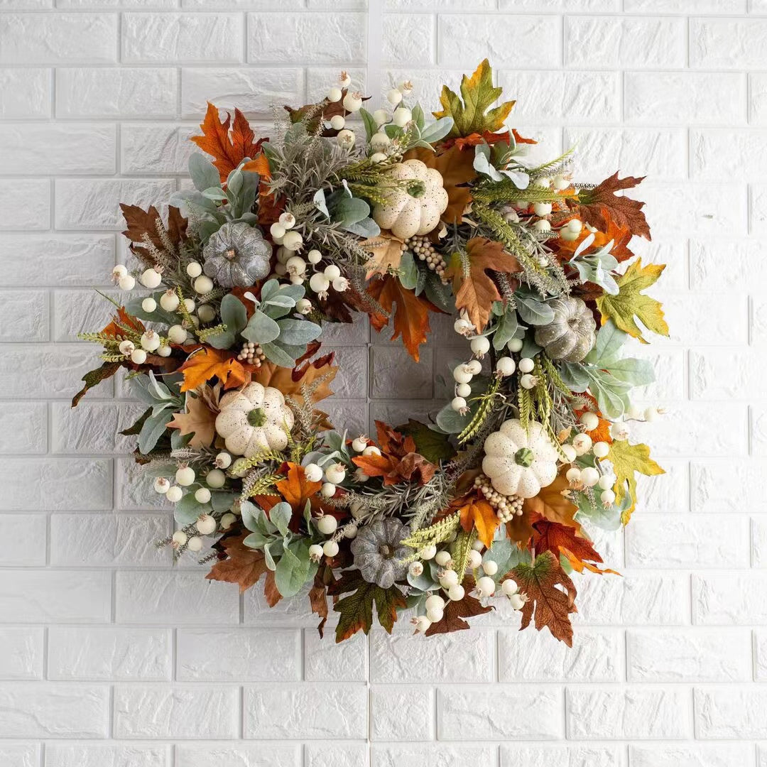 White Pumpkins Ranunculus Wreath (50% discount)