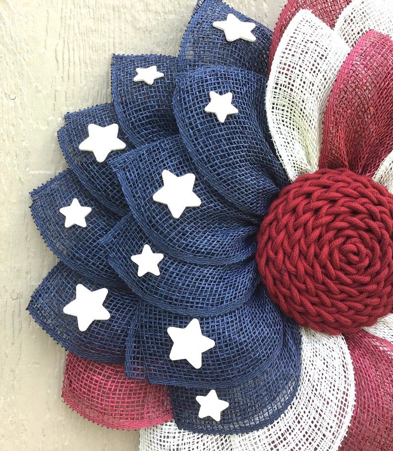 Poly Burlap American Flag Wreath-50% OFF