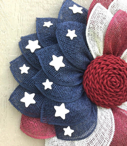 Poly Burlap American Flag Wreath-50% OFF