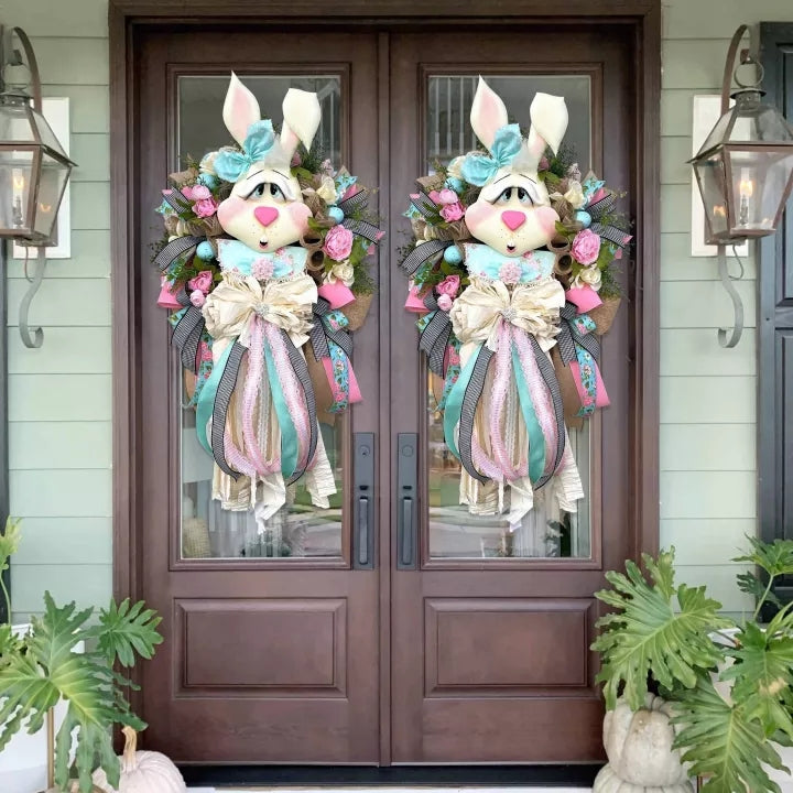Easter Wreath for Front Door - Easter Bunny